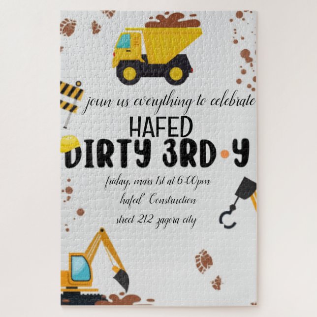Puzzle Invitation pour le 3e anniversaire sale (Vertical)