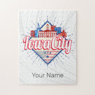 Puzzle Iowa City États-Unis Retro Skyline Vintage USA