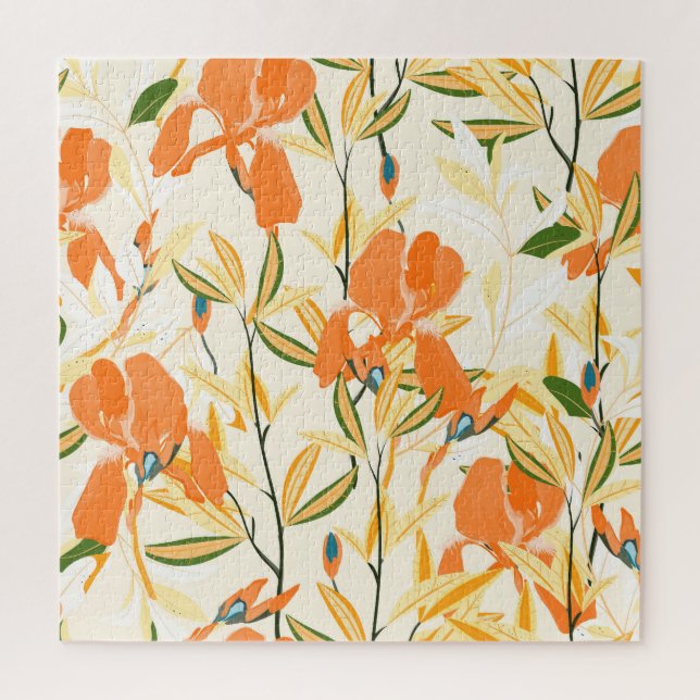 Puzzle Iris orange : motif floral transparent (Vertical)