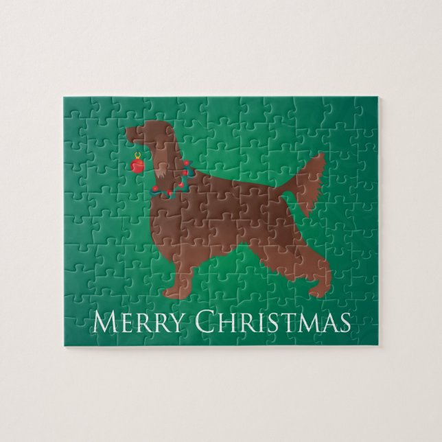 Puzzle Irish Setter Chien Joyeux Noël Design (Horizontal)