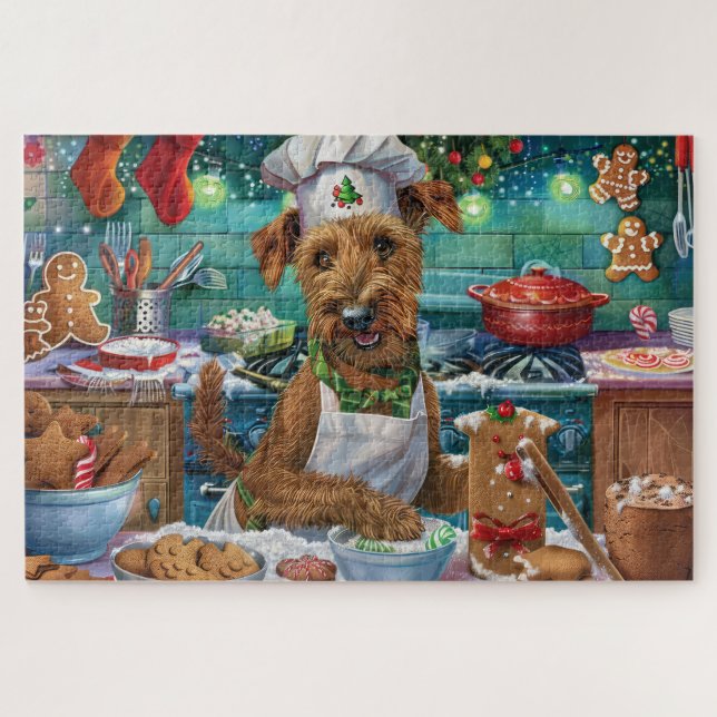 Puzzle Irish Terrier Gâteau de vacances : Noël festif (Horizontal)