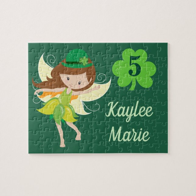 Puzzle Irlandaise Fairy Girl Cute Custom Green (Horizontal)