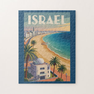 Puzzle Israël Tel Aviv Illustration Voyage Art Rétro