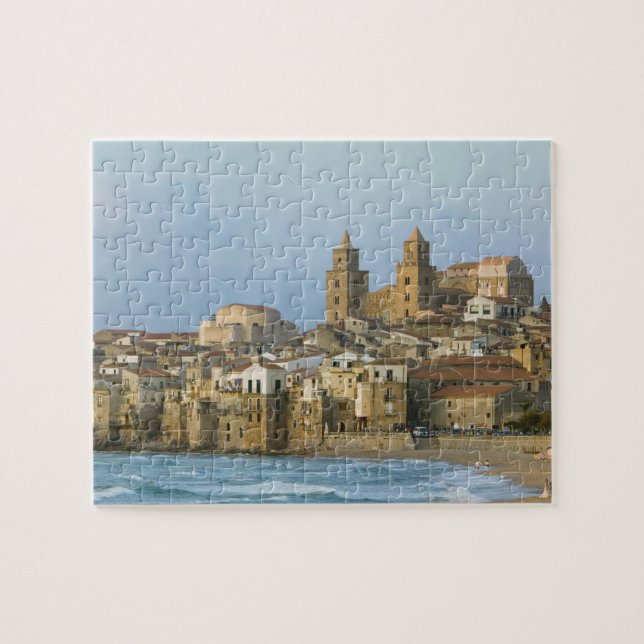 Puzzle Italie, Sicile, Cefalu, Vue avec Duomo de 2 (Horizontal)
