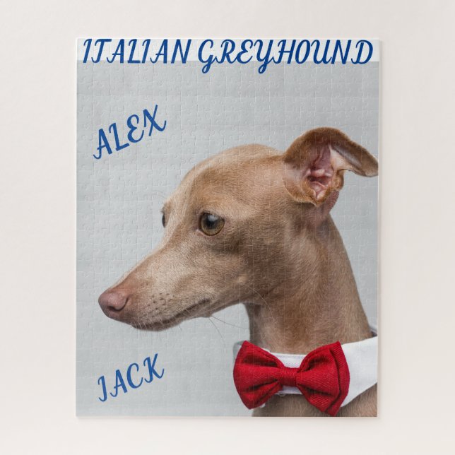PUZZLE ITALIEN GREYHOUND & NOMS PERSONNALISÉS. (Vertical)