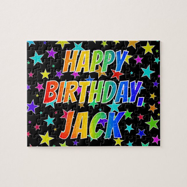 Puzzle "JACK" Prénom, Amusant "HEUREUX ANNIVERSAIRE" (Horizontal)