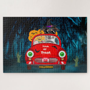 Puzzle Jack Russell Chien voiture voiture effrayant Hallo