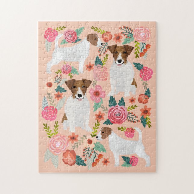 Puzzle Jack Russell Chiens Florals (Vertical)