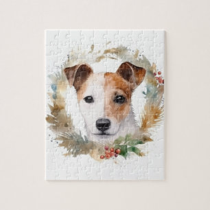 Puzzle Jack Russell Christmas Wreath Festive Pup