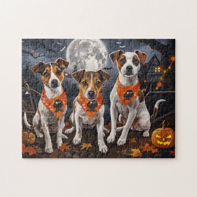 Puzzle Jack Russell Halloween Éffrayant (Horizontal)
