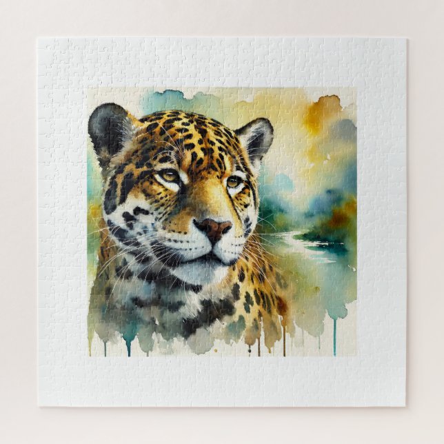Puzzle Jaguar in Harmony 010924AREF104 - Watercolor (Vertical)
