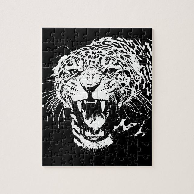 Puzzle Jaguar noir et blanc (Vertical)