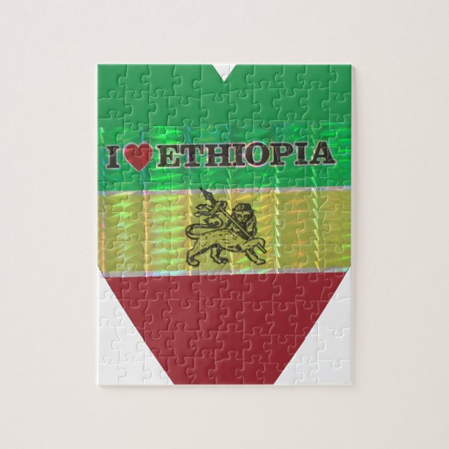 Puzzle J'aime Ethiopie Beaux Coeurs Couleurs (Vertical)
