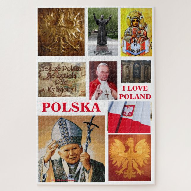 PUZZLE J'AIME LA POLOGNE, CASSE-TÊTE POLONAISE D'ICÔNES (Vertical)