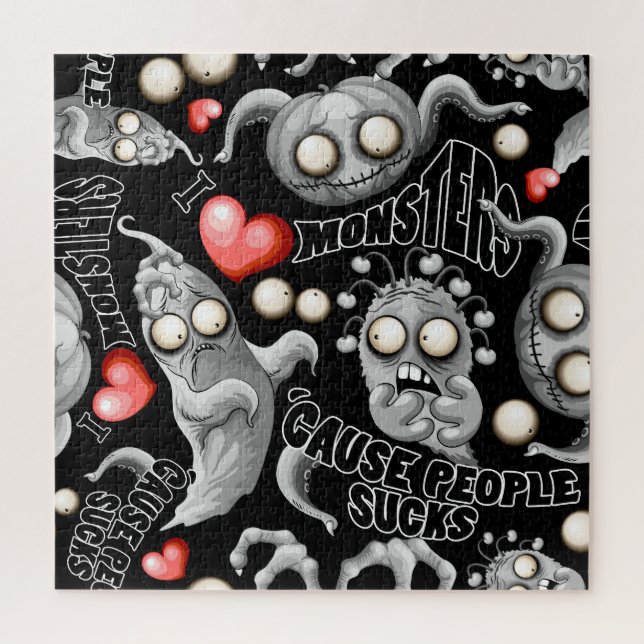 Puzzle J'aime les monstres parce que les gens aiment les  (Vertical)