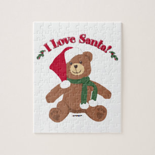 Puzzle J'Aime Père Noël ! Ours en peluche Noël