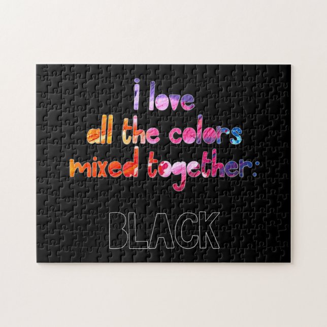 Puzzle J'aime toutes les couleurs ensemble noir solide (Horizontal)