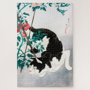 PUZZLE: JAPANESE WOODBLOCK : Katze mit Tomate
