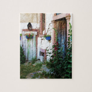 Puzzle Jardin anglais Hollyhocks and Flowers