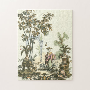 Puzzle Jardin asiatique avec la femme et les animaux
