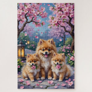Puzzle Jardin d'art de fleurs crépusculaires Spitz Nain
