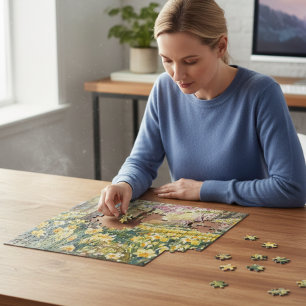 Puzzle Jardin de jonquilles dorées Fleurs aquarelle 