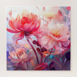 Puzzle Jardin de pivoines en fleurs à l'aquarelle de prin