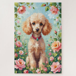 Puzzle Jardin de printemps élégant floral Caniche Chien