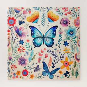 Puzzle Jardin des papillons aquarelles Flore lunaire