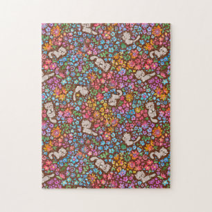 Puzzle Jardin fantaisiste de Pebble Chat Gris et Floral L