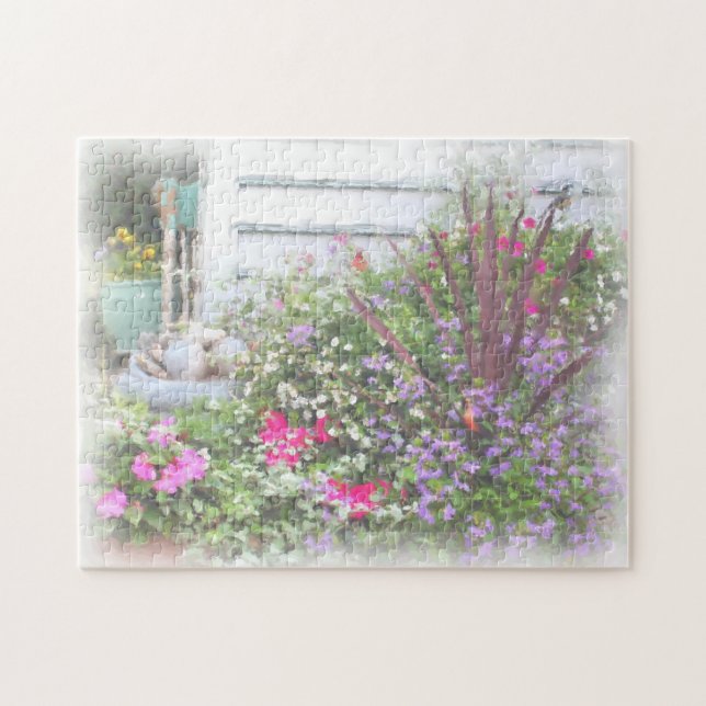 Puzzle Jardin Fleur Jardin Aquarelle Peinture (Horizontal)