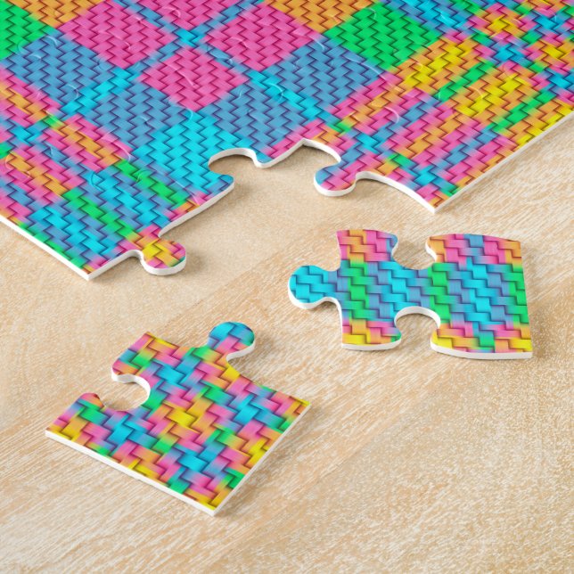 Puzzle jaune bleu et vert (Côté)