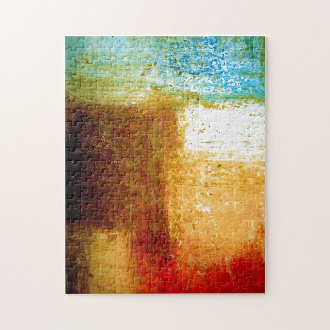 Puzzle Jaune Brown Bleu Rouge Abstrait Peinture (Vertical)