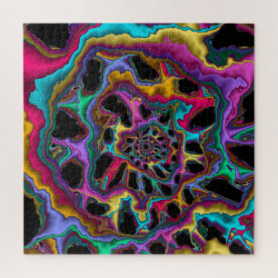 Puzzle Jaune tourbillon Abstrait rose Turquoise