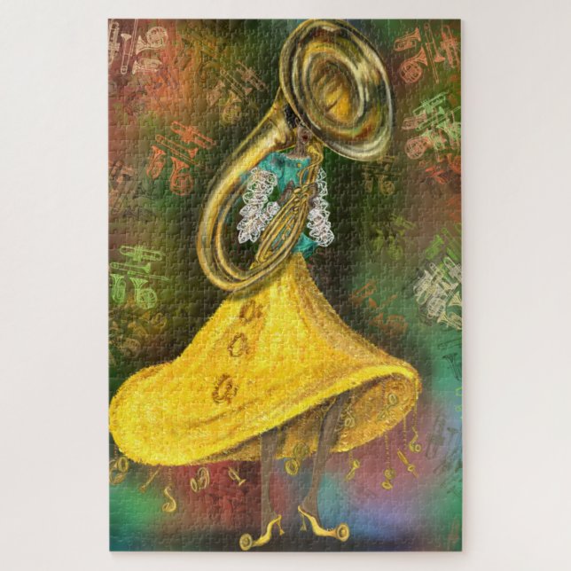 Puzzle Jazz Lady Tuba Player Danse Musique Chanson Soul S (Vertical)