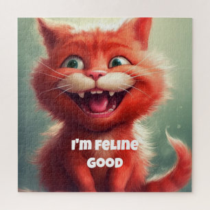 Puzzle "Je suis Feline Good" Chat rouge mignon