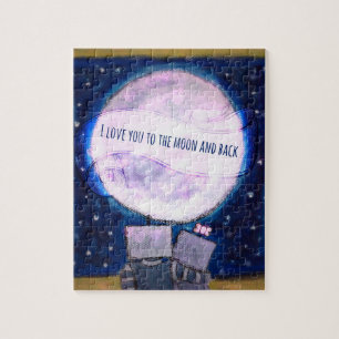 Puzzle Je T'Aime Aux Robots Lune Et Arrière