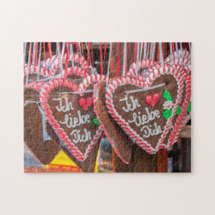 Puzzle Je t'aime coeurs de pain d'épice aux vacances