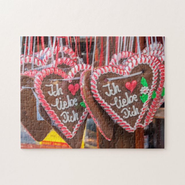 Puzzle Je t'aime coeurs en pain d'épice pour les Fêtes (Horizontal)