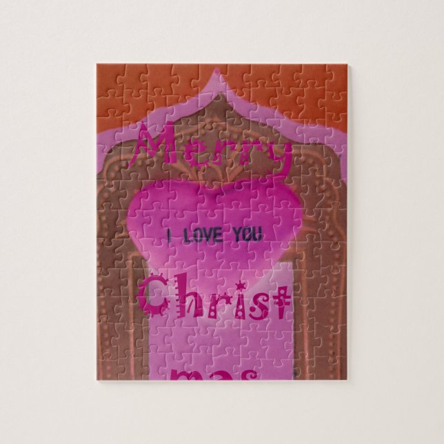 Puzzle Je t'aime Joyeux Coeur de Noël (Vertical)