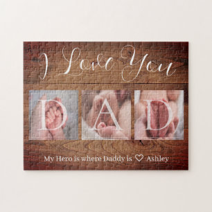 Puzzle Je t'aime Papa Fête des pères photo personnalisée 