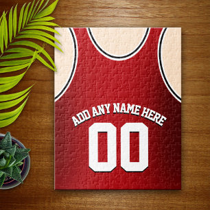 Puzzle Jersey de basket-ball rouge et noir personnalisé