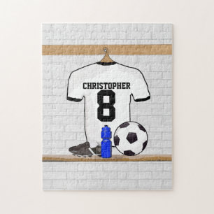 Puzzle Jersey de football noir blanc personnalisé