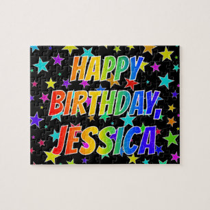 Puzzle "JESSICA" Prénom, amusant "HEUREUX ANNIVERSAIRE"