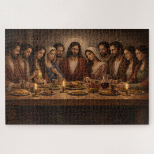 Puzzle Jésus avec la famille et Marie-Madeleine au souper