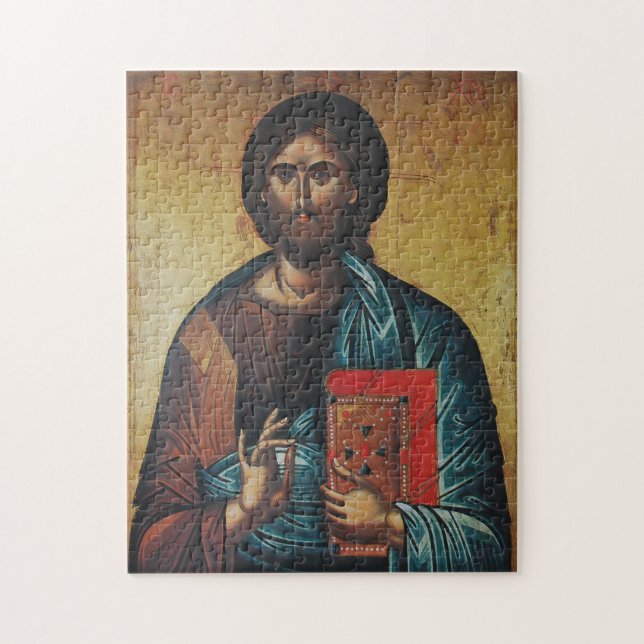 Puzzle Jésus-Christ tenant l'icône orthodoxe des Évangile (Vertical)