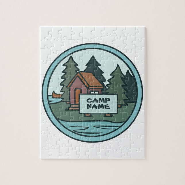 Puzzle Jeune camp d'été île cabine avec panneau personnal (Vertical)