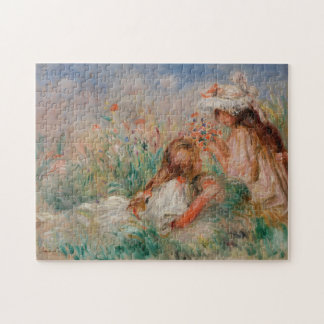 Puzzle Jeunes filles dans l'herbe arrangeant un bouquet