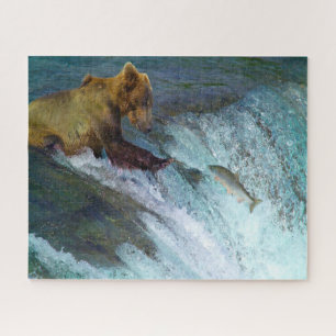 Puzzle Jigsaw Kodiak brun ours pêche.
