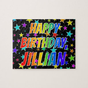 Puzzle "JILLIAN" Prénom, Amusant "HEUREUX ANNIVERSAIRE"